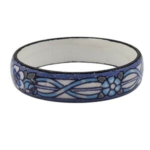Blue & White Enamel Ring Floral Celtic Infinity Band Boho Size 7.5 Michaela Frey